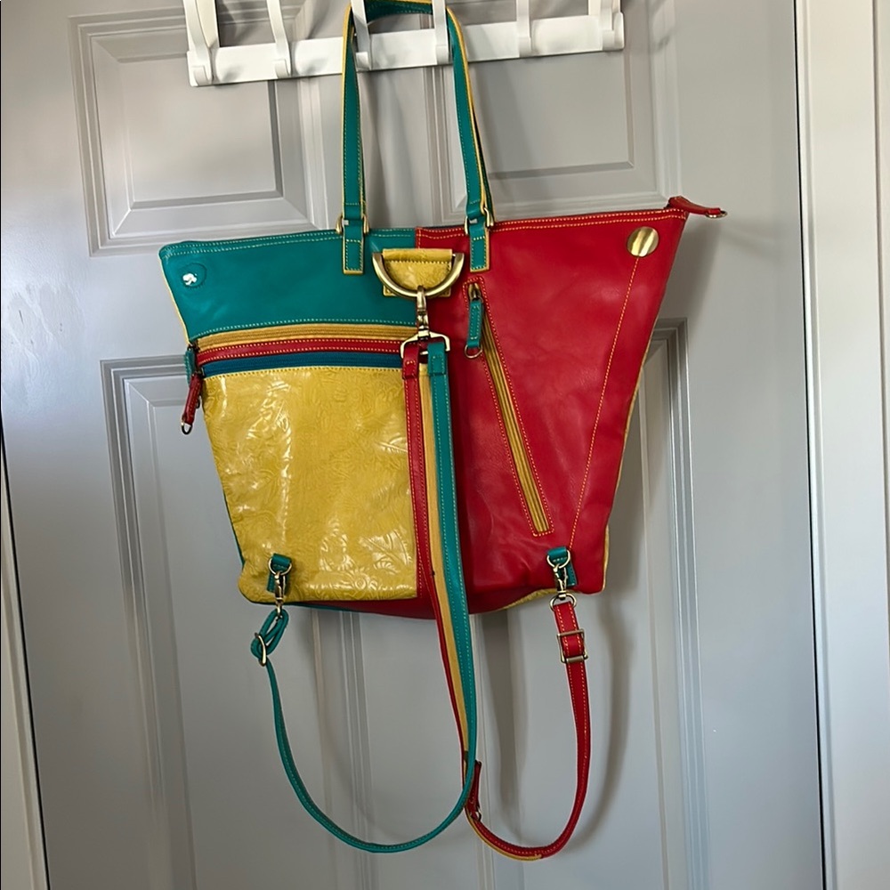 Unique Cirque Du Soleil Joanel Backpack/Tote Purse Colorful Patchwork View 3